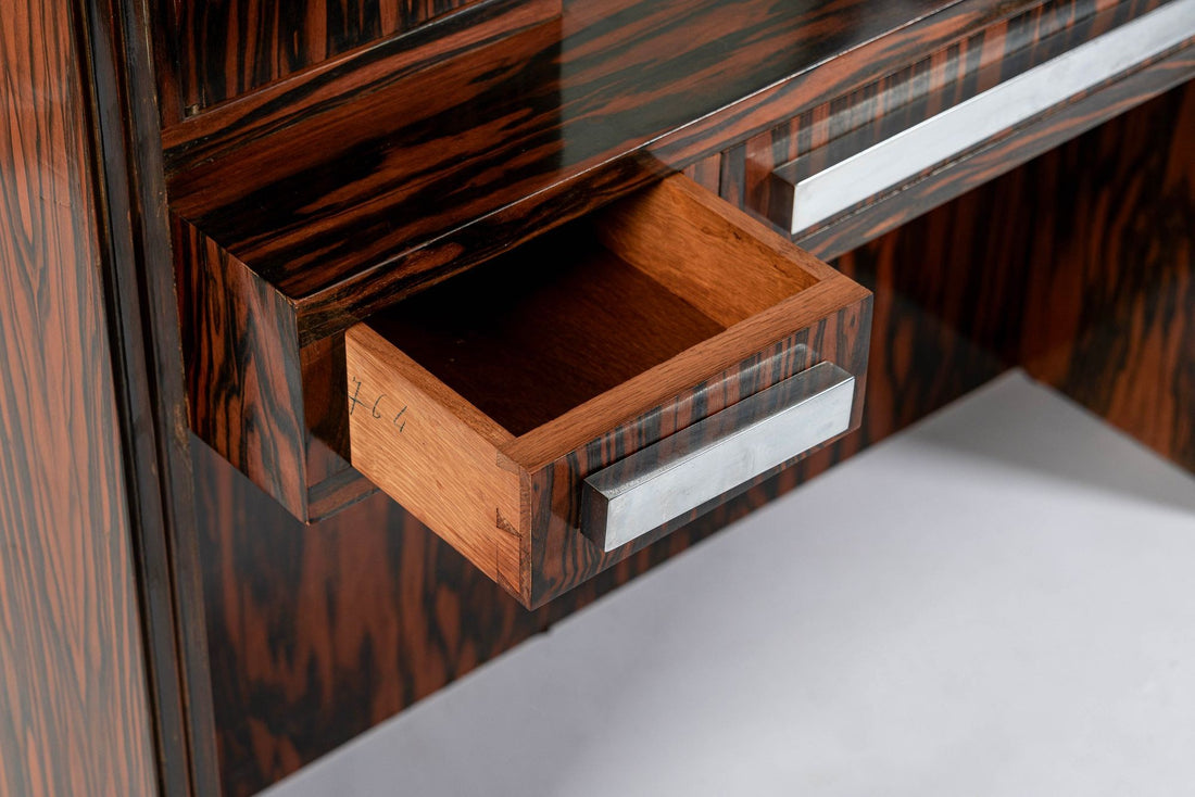 Antique French Art Deco Macassar Ebony Vanity Cabinet by Georges Champion (attr)