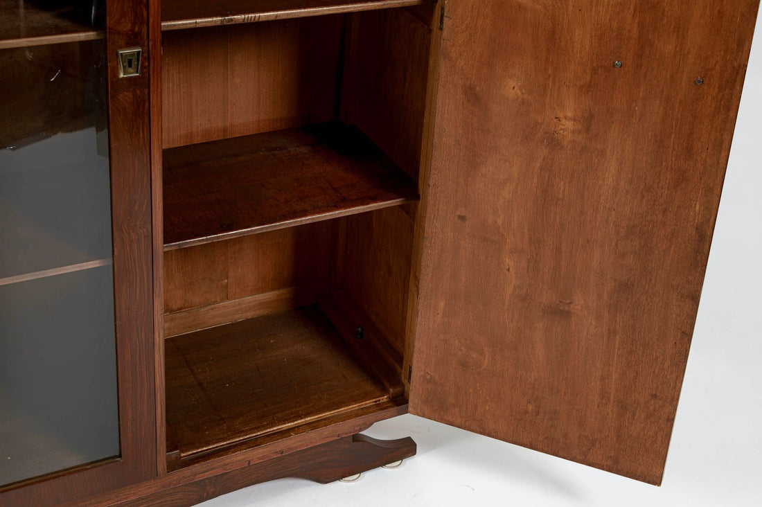 Antique French Art Deco Rosewood Vitrine Display Cabinet or Bookcase, 1940s