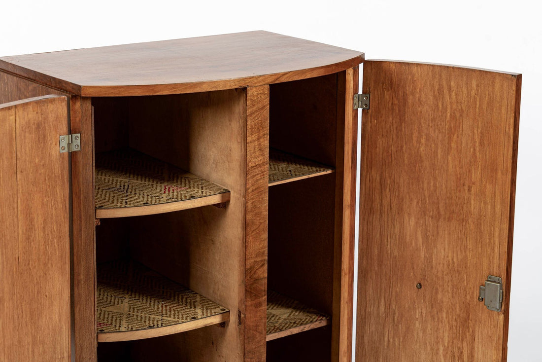 Antique Art Deco Small Burlwood Drinking Cabinet, 1930s