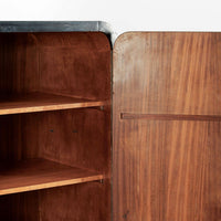 Antique Art Deco Maple Wood Mirrored Armoire Cabinet 1930s