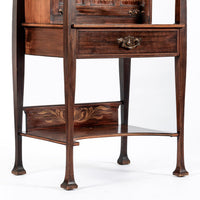 Antique Art Nouveau Scottish Mahogany Floral Secretary Cabinet