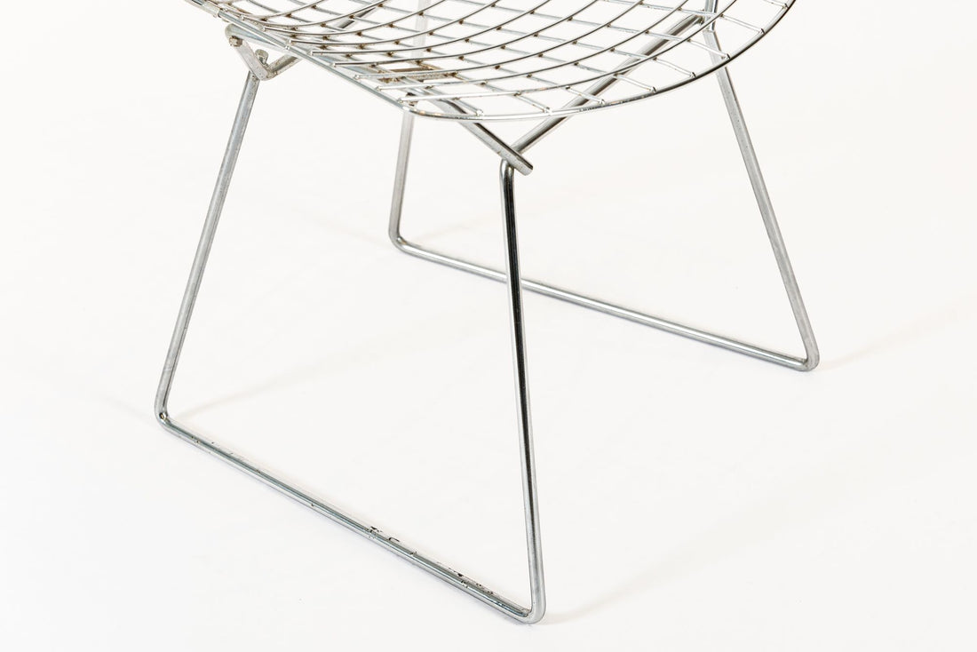 Mid Century Silver Wire Dining Side Chairs by Bertoia for Knoll