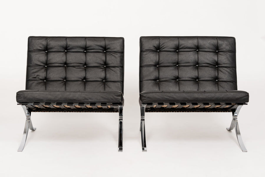 Mid Century Black Barcelona Chair by Mies van der Rohe for Knoll