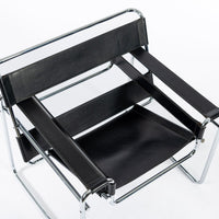 Mid Century Black Leather Wassily Arm Chairs by Marcel Breuer for Knoll, 1960s