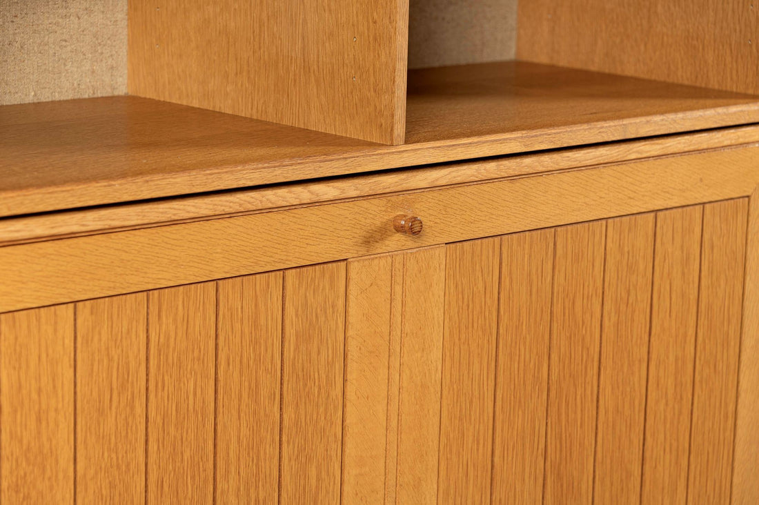 Danish Modern Oak Modular Wall Unit, Mid Century Bookcase Display Cabinet