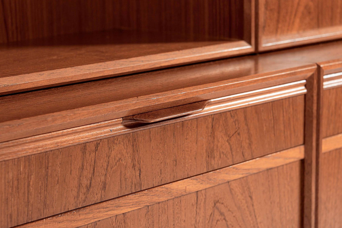 Mid-Century Danish Teak Wood Bookshelves with Dropdown Desk by Bjerringbro Møbler