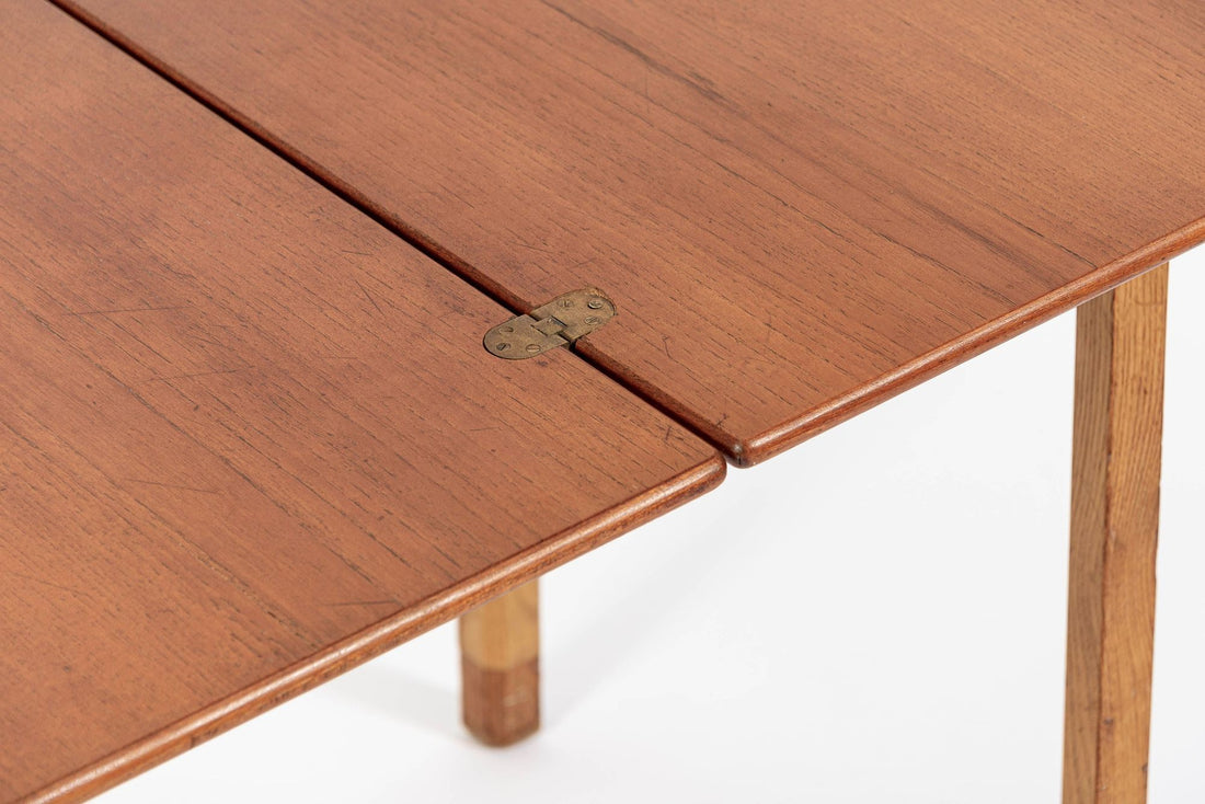 Mid-Century Danish Small Wood Extendable Dining or Game Table by SKM