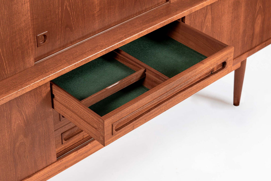 Mid-Century Danish Teak Tall Sideboard or Bar Cabinet by Johannes Andersen