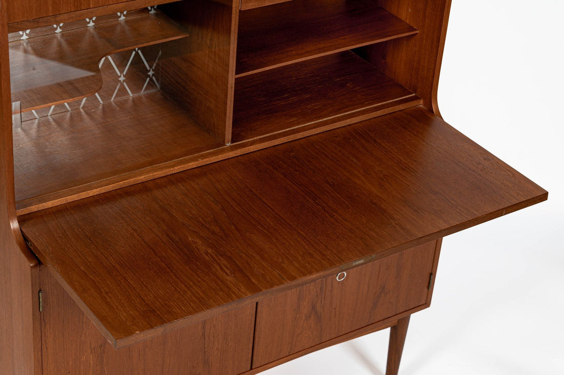Mid-Century Danish Modern Teak Secretary Desk Cabinet 1960s