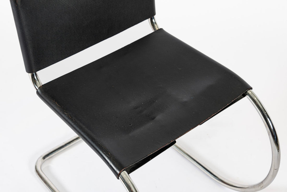 Mid Century Bauhaus MR 10 Black Side Chairs by Mies van der Rohe for Knoll
