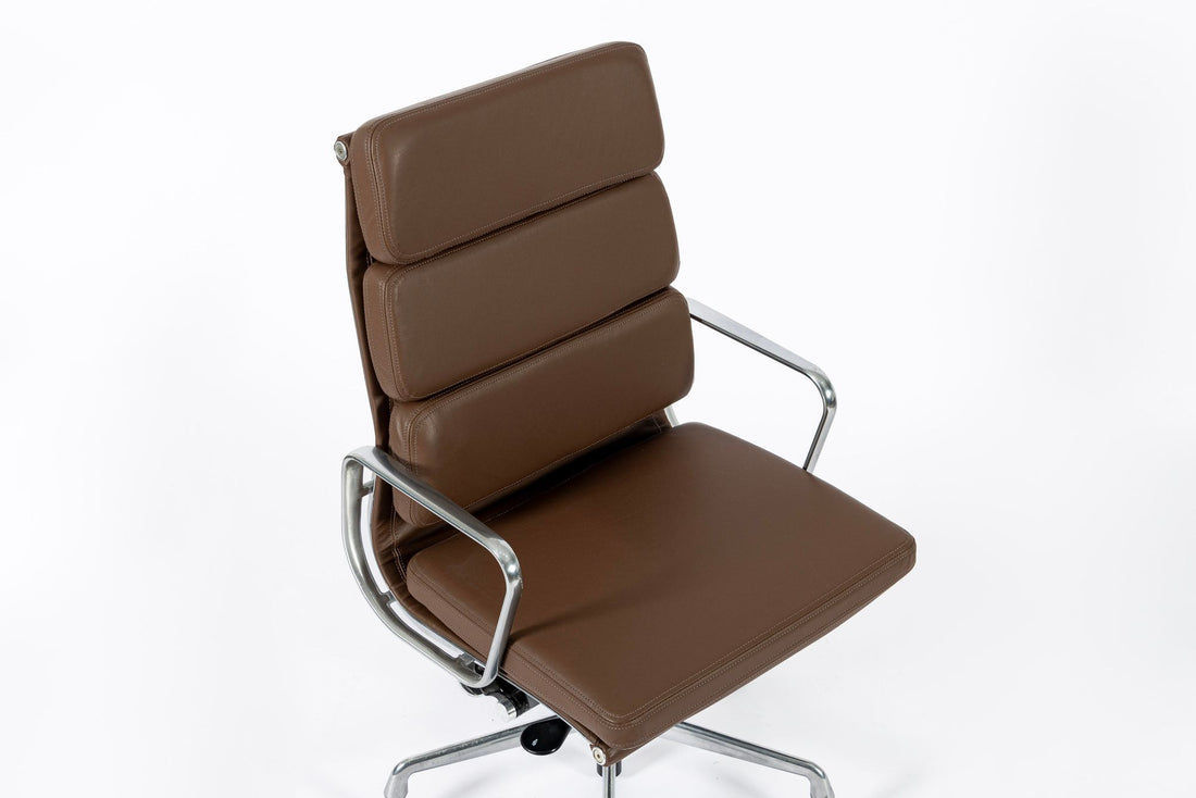 Eames for Herman Miller Tall Brown Leather Desk Chair Soft Pad
