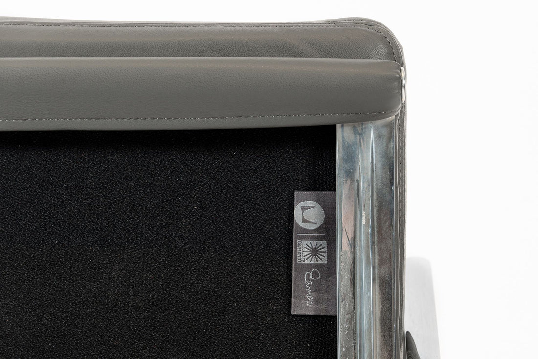 Herman Miller Eames Aluminum Group Tall Gray Leather Office Chair Soft Pad
