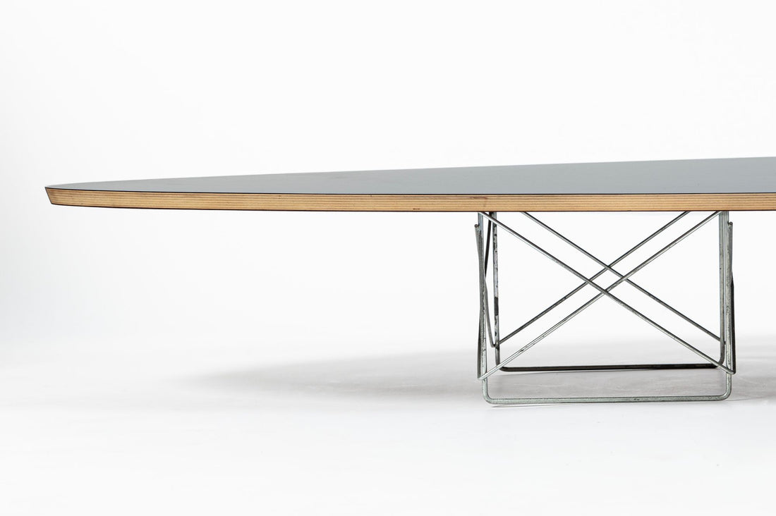 Eames Surfboard ETR Coffee Table for Herman Miller, Black Mid Century Modern Table