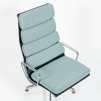 Eames Soft Pad Recliner for Herman Miller, Blue Gray Aluminum Group Lounge Chair