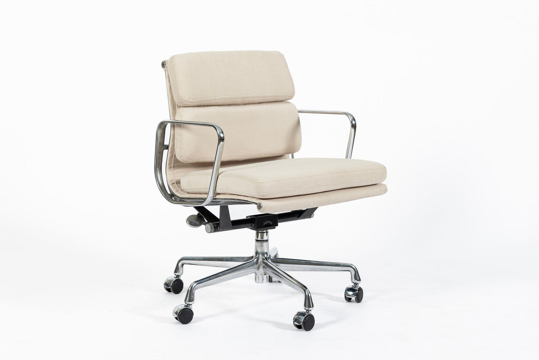 Eames for Herman Miller Cream Tan Office Chairs in Schumacher VEGAN Suede