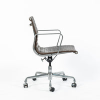 Eames Herman Miller Brown Leather Aluminum Group Thin Pad Desk Chair, 2008