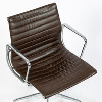 Eames Herman Miller Aluminum Group Thin Pad Brown Leather Office Chair, 2008