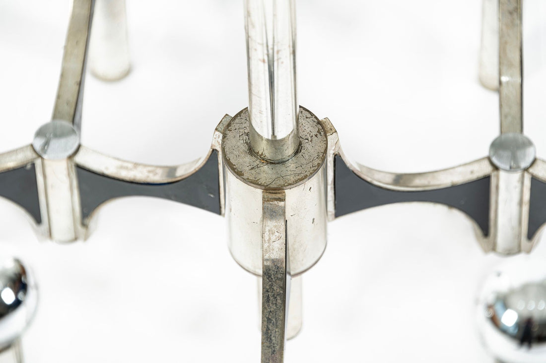 Gaetano Sciolari Italian Chrome Mid Century Modern Chandelier, 1970s