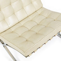 Mid Century Cream Barcelona Chairs by Mies van der Rohe for Knoll, 1980s