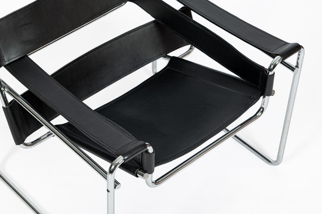 Vintage Mid Century Black Wassily Chair by Marcel Breuer (attr.) 1970s