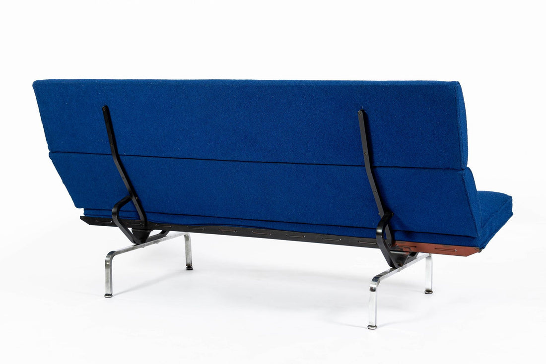 Mid Century Blue Sofa Compact by Eames for Herman Miller 1970s