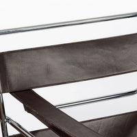 Mid Century Dark Brown Leather Wassily Arm Chairs by Marcel Breuer for Knoll, Signed, 1960s