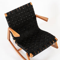 Rare Early Mid Century Wooden Rocking Chair by Ralph Rapson, 1940s