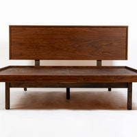Vintage Mid-Century Walnut Wood Platform Bed by Richard Artschwager (attr.) 1950s