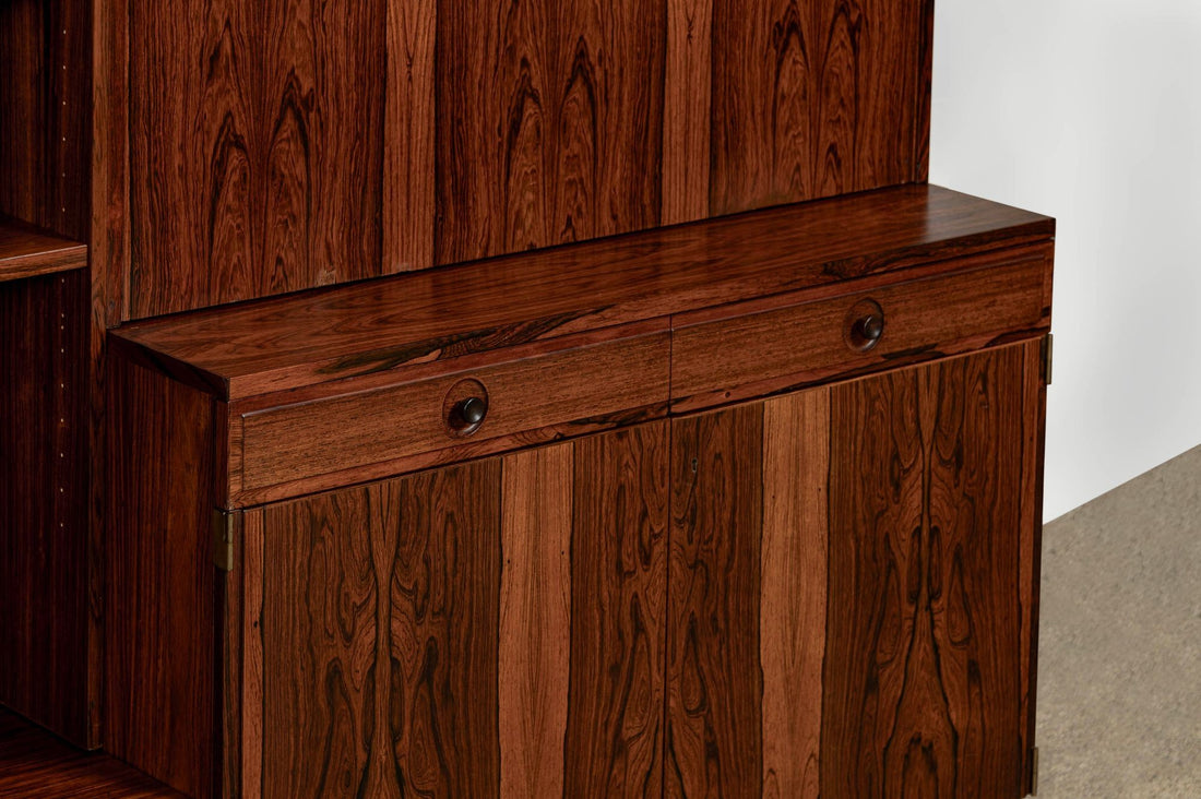 Mid-Century Swedish Rosewood Bookcase Dropdown Wall Unit by Bertil Fridhagen for Bodafors, 1960s
