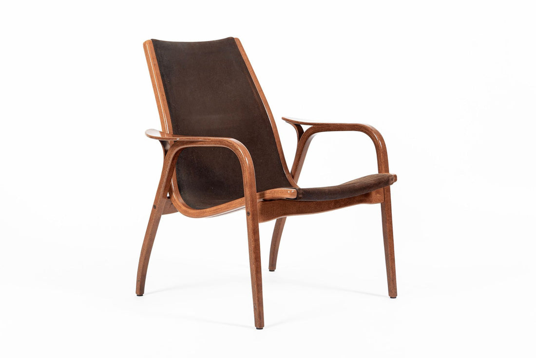 Pair Mid-Century Swedish Brown Lamino Lounge Chairs by Yngve Ekström for Swedese