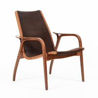 Pair Mid-Century Swedish Brown Lamino Lounge Chairs by Yngve Ekström for Swedese