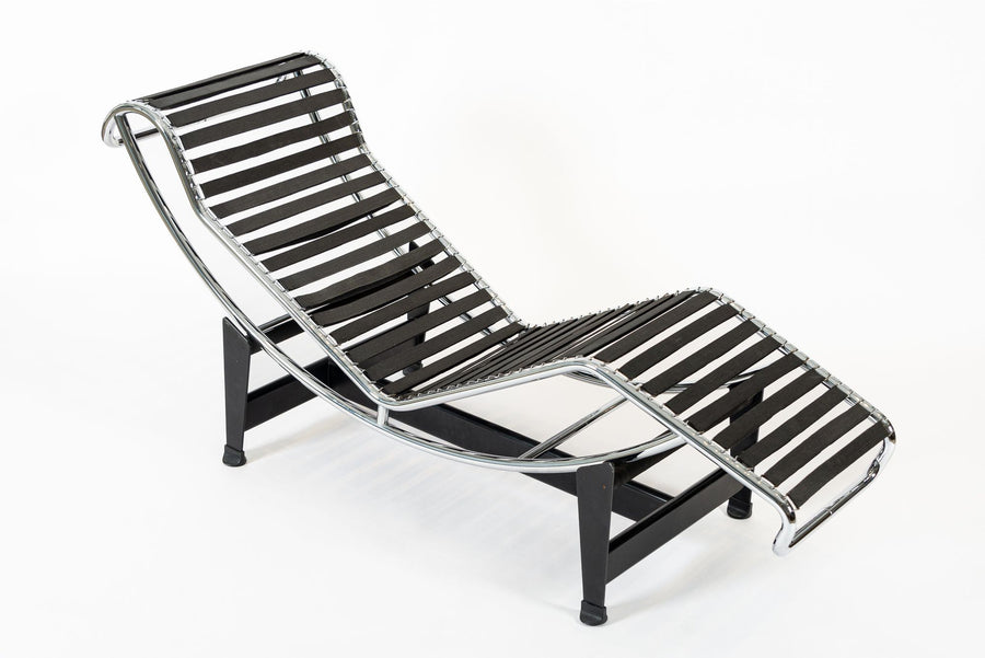 Cassina LC4 Black Leather Chaise Lounge Chair by Le Corbusier 2006