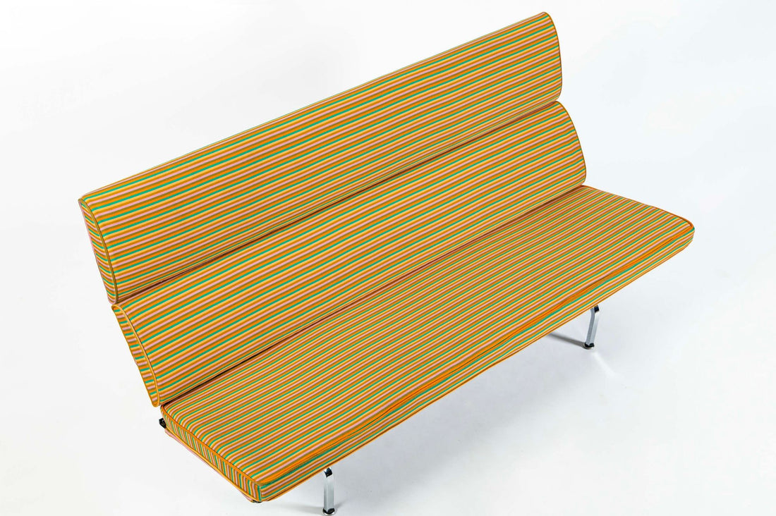 Mid Century Eames Herman Miller Sofa Compact, Alexander Girard Maharam Fabric, 2 Available