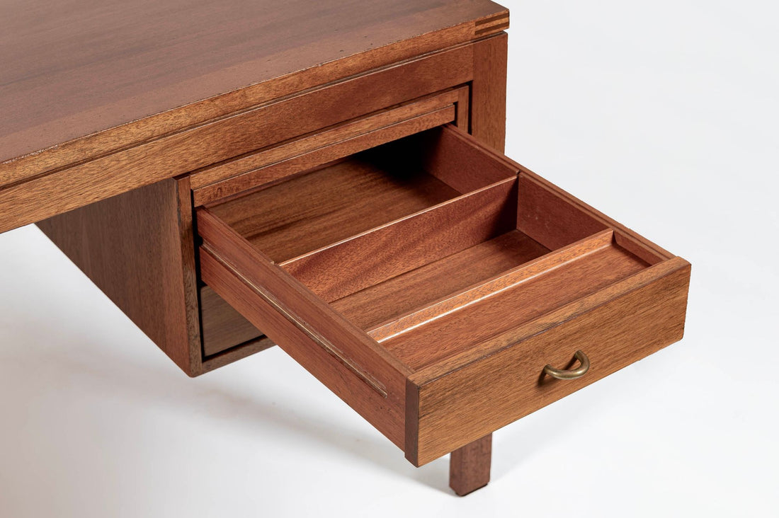 Danish Mahogany Executive Desk by Søborg Møbler, Mid Century Modern Desk, 2 Matching Avail