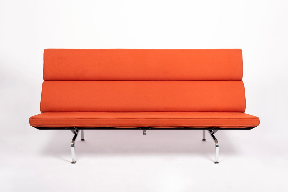 Mid Century Orange Sofa Compact by Eames for Herman Miller