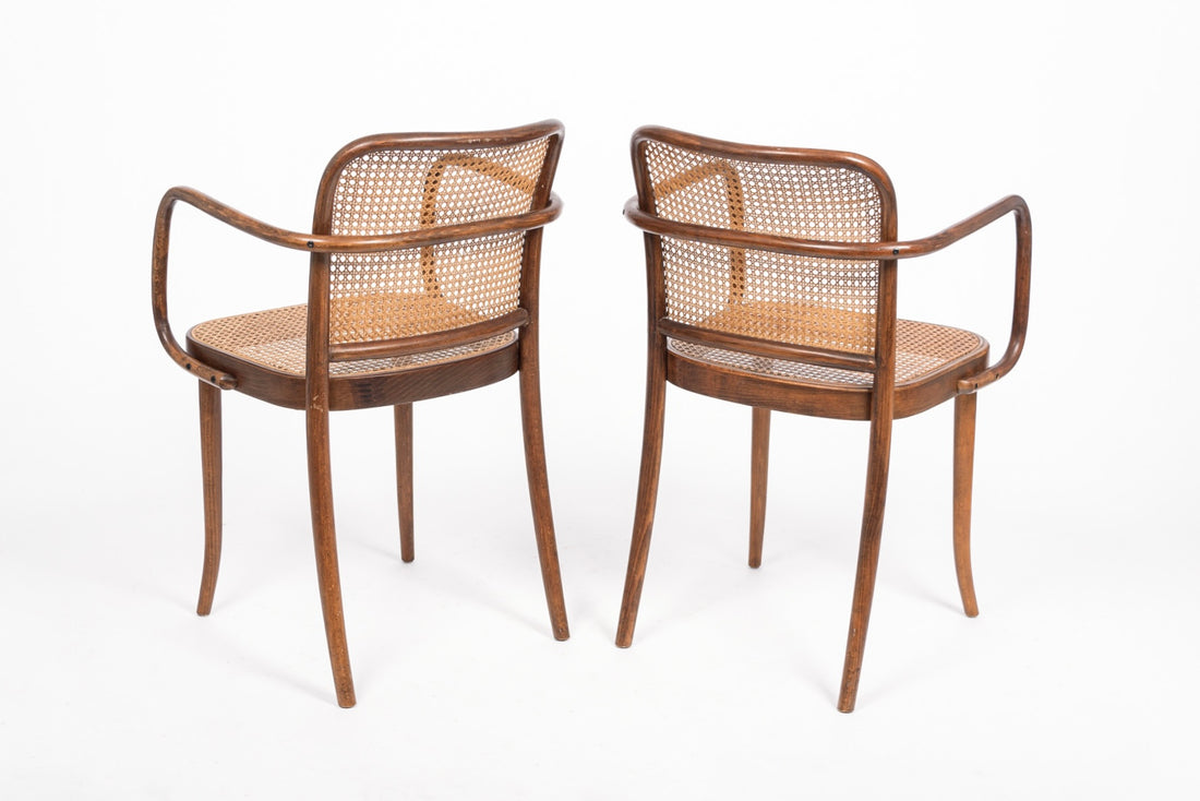 Mid Century Bentwood & Cane Cafe Chairs by Joseph Hoffman for Stendig