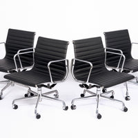Mid Century Black Aluminum Group Chairs by Eames for Herman Miller