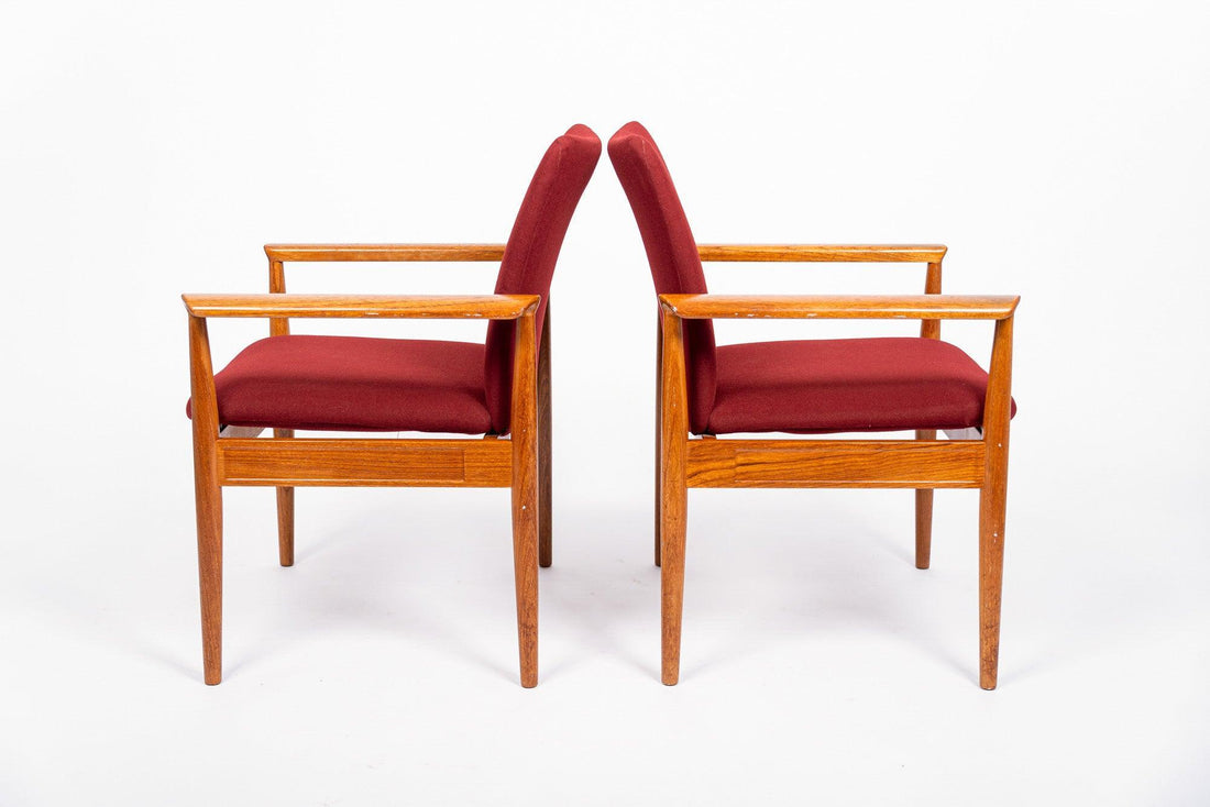 Mid Century Danish Red Diplomat Chairs by Finn Juhl for France & Daverkosen