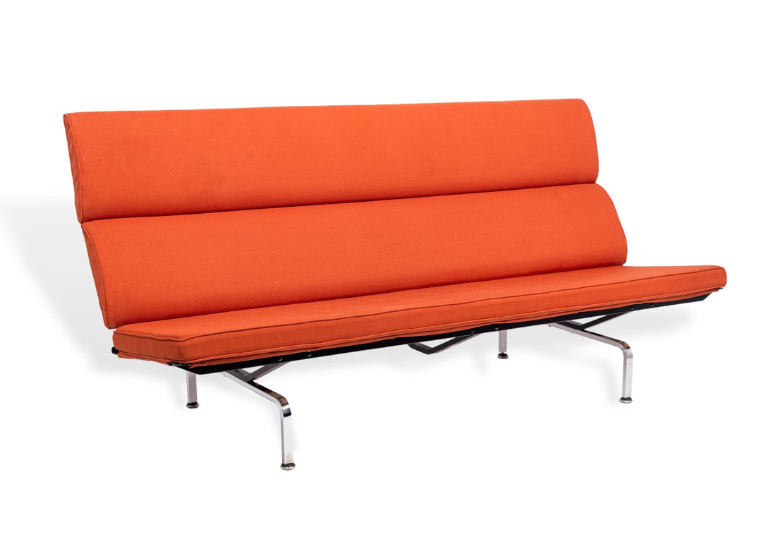 Mid Century Orange Sofa Compact by Eames for Herman Miller