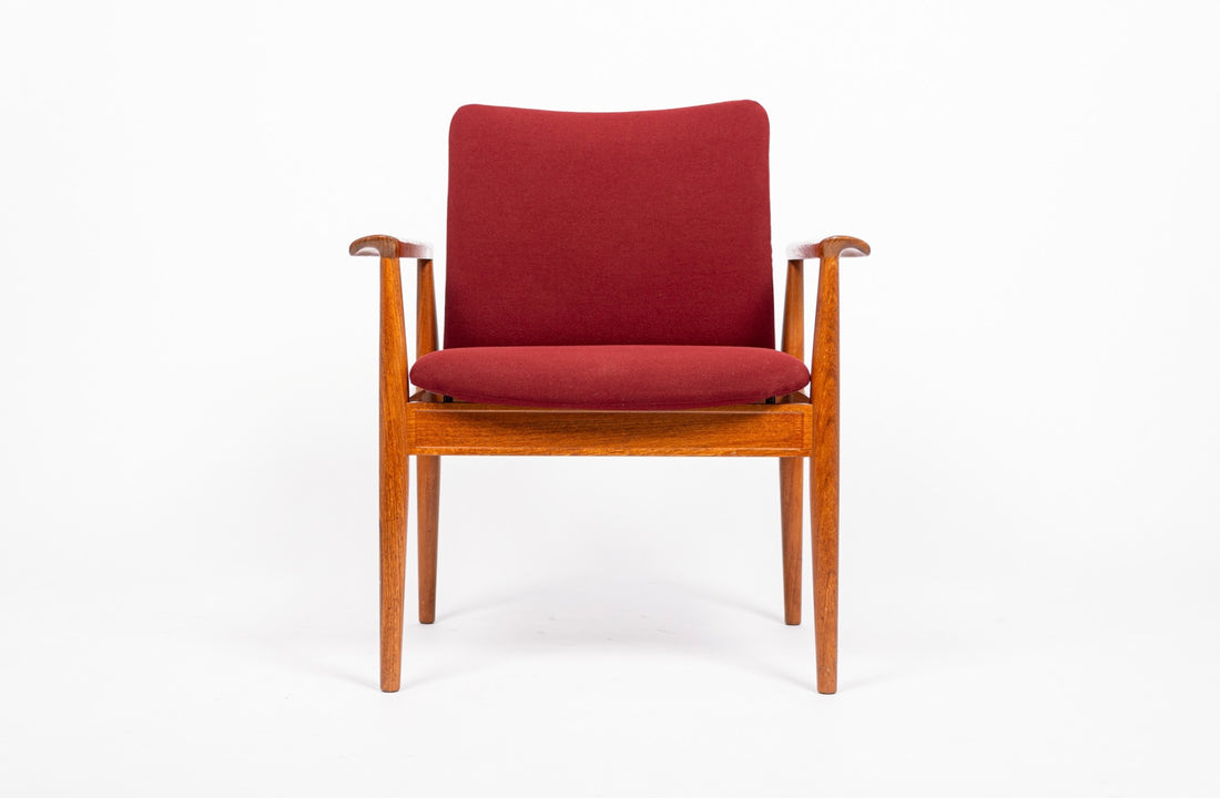 Mid Century Danish Red Diplomat Chairs by Finn Juhl for France & Daverkosen