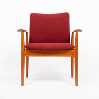 Mid Century Danish Red Diplomat Chairs by Finn Juhl for France & Daverkosen