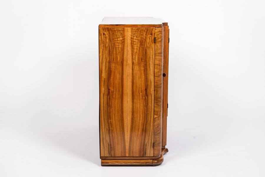 Antique English Art Deco Wood Bar Cabinet Credenza, 1930s