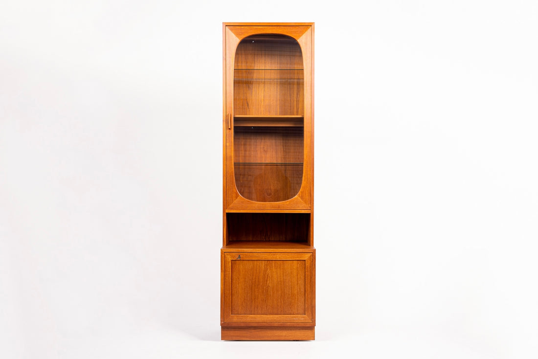 Mid Century Danish Teak Wood Display Cabinets with Glass Doors
