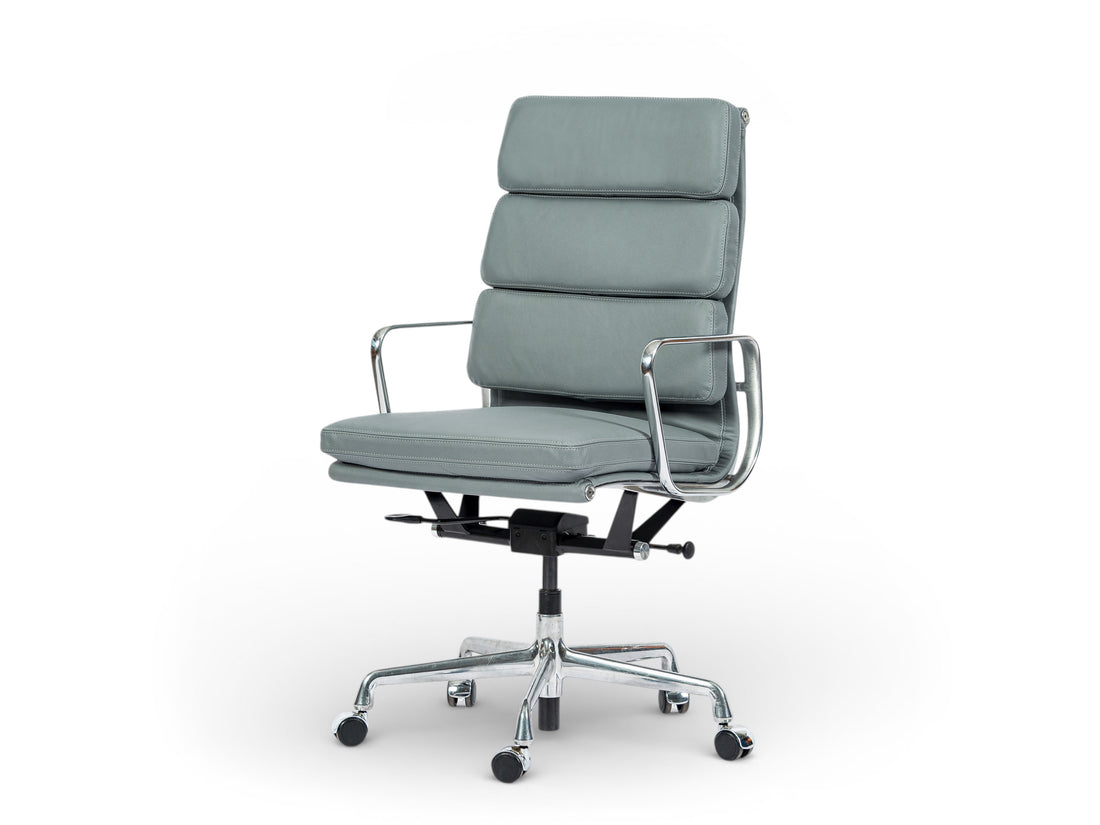 Herman Miller Eames Tall Gray Leather Office Chair Soft Pad