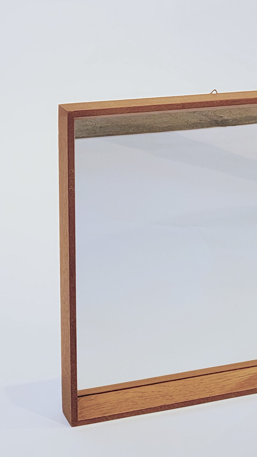 Vintage Mid Century Square Teak Wood Hanging Wall Mirror