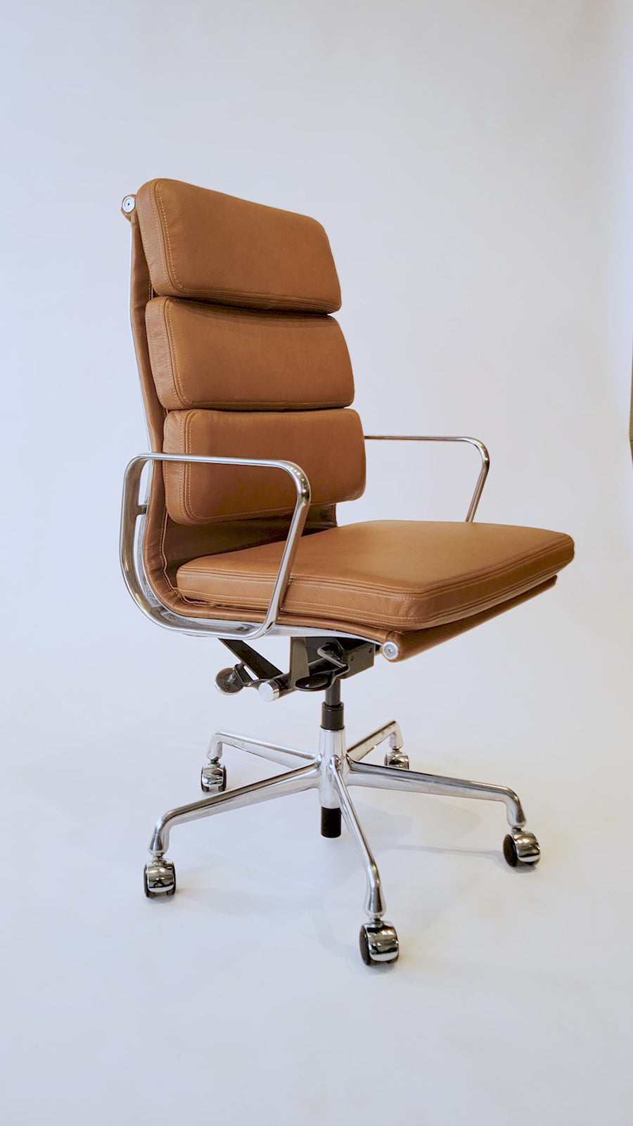 Herman Miller Eames Tall Brown Leather Desk Chair Soft Pad