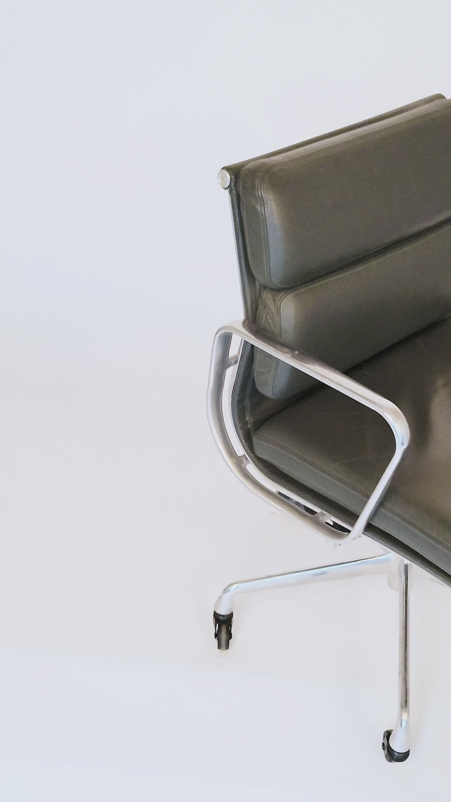 Dark Gray Leather Office Chair by Eames for Herman Miller Aluminum Group