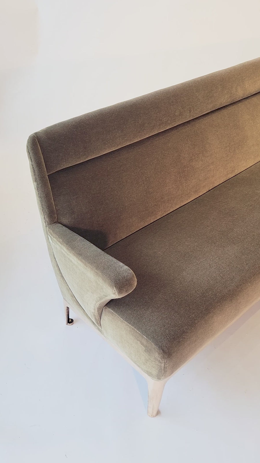 Restored 1940s Art Deco Sofa Mink Mohair, Matching Chair Available