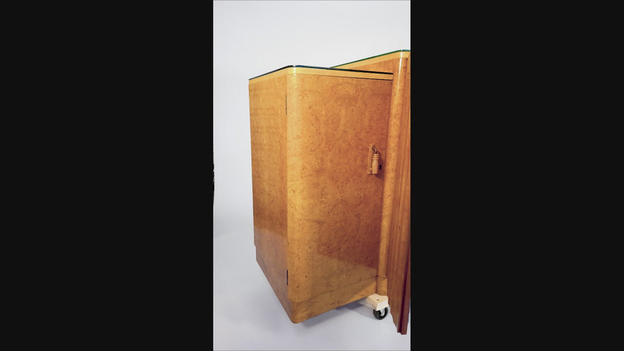Exceptional Antique Art Deco Maple Wood Bar Cabinet or Sideboard 1930s