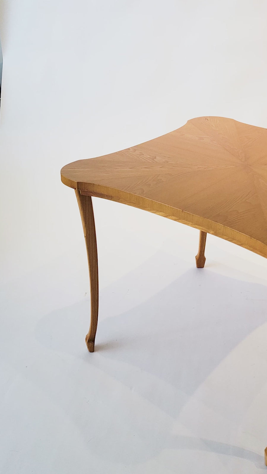 Vintage Art Deco Swedish Square Beech Scalloped Table 1940s